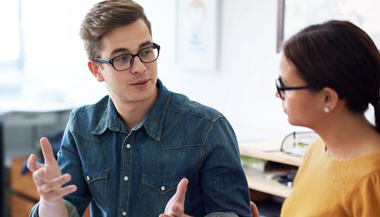 Individuals having conversation