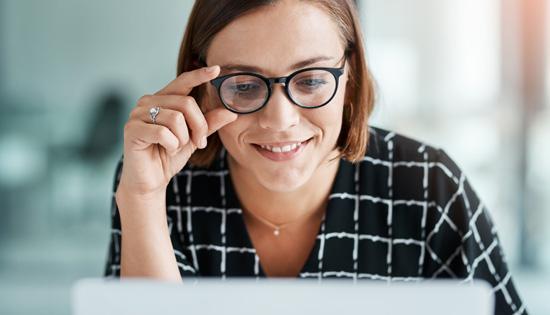 Individual looking at computer screen